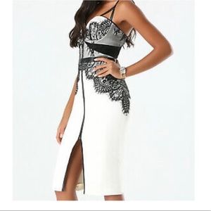 Bebe Dress! White (ivory) with lace.